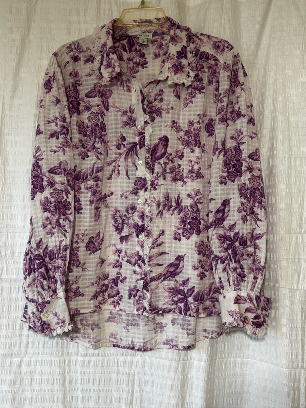 Sundance Lavender Purple & White Floral Gauzy Cotton Top, size XXL - Picture 3 of 13